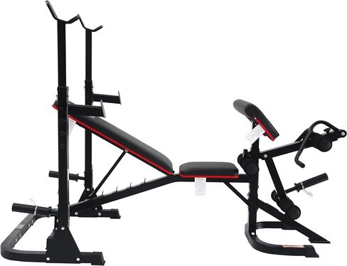 محطة تدريب متعددة الوظائف من Signature Fitness، مقعد تمرين قابل للتعديل مع رف القرفصاء، وتمديد الساق، وتجعيد الواعظ، وتخزين الوزن، بسعة 800 رطل in Saudi Arabia