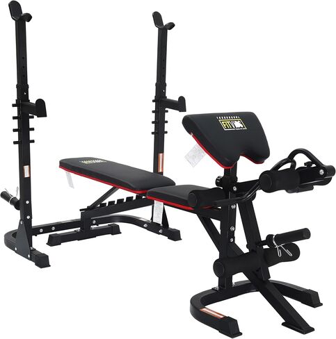 محطة تدريب متعددة الوظائف من Signature Fitness، مقعد تمرين قابل للتعديل مع رف القرفصاء، وتمديد الساق، وتجعيد الواعظ، وتخزين الوزن، بسعة 800 رطل in Saudi Arabia