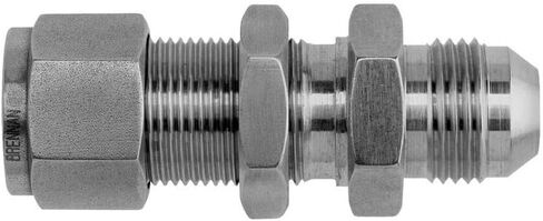 Brennan Industries N2707-LN-06-06-SS تركيب أنبوب مزدوج الطويق من الفولاذ المقاوم للصدأ، 9/16 بوصة - 18 خيط NPT، اتحاد حاجز 3/8 بوصة × 3/8 بوصة ذكر JIC (عبوة من 5) in Saudi Arabia