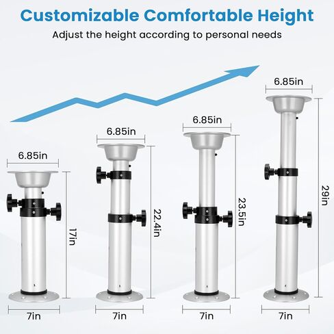 Upgrade 3 Levels Adjustable Table Pedestal Boat, 17-29 Inch Detachable RV Pedestal Table Leg, Aluminum Alloy RV Table Leg Stand for RV Marine Boat Marine Yacht (Stepped Adjustment) in Kuwait