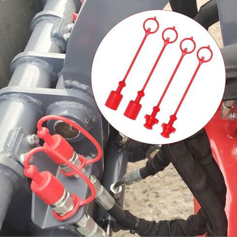8PCS 3/8 ISO Tractor Hydraulic Coupler Male Dust Cap and Female Plug Cover Quick Disconnects Port Plug Cover Fittings with Retention Ring in Kuwait