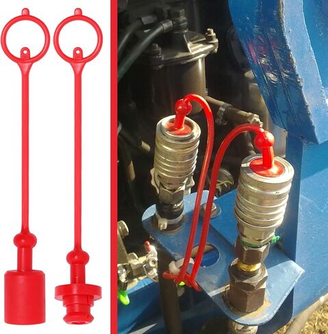 8PCS 3/8 ISO Tractor Hydraulic Coupler Male Dust Cap and Female Plug Cover Quick Disconnects Port Plug Cover Fittings with Retention Ring in Kuwait