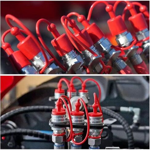8PCS 3/8 ISO Tractor Hydraulic Coupler Male Dust Cap and Female Plug Cover Quick Disconnects Port Plug Cover Fittings with Retention Ring in Kuwait