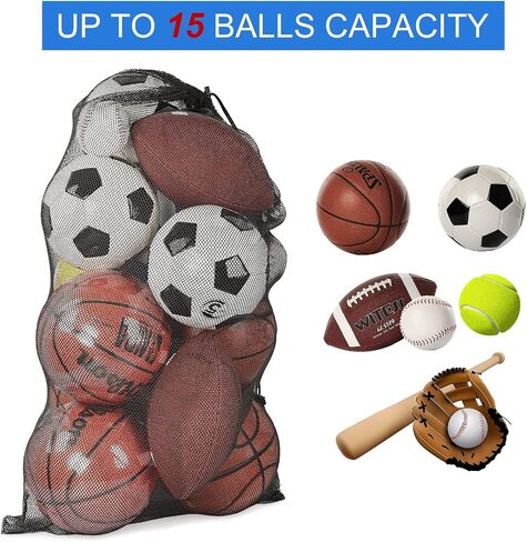 Surblue Extra Large Soccer Ball Bag Mesh Sports Ball Bag with Adjustable Shoulder Strap Heavy Duty Drawstring Bags Team Work for Holding Basketball, Volleyball, Baseball, Water Sports, Swimming Gear in Saudi Arabia