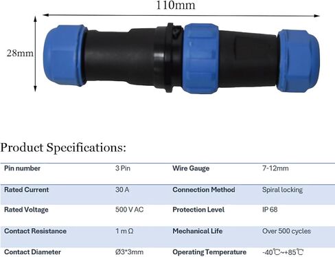 2 Pcs Waterproof Connector Aviation Plug Male and Female Electrical Cable Power Connector for Fast Power Supply Reconnection 30A Wire Connector(3 Pin) in Saudi Arabia