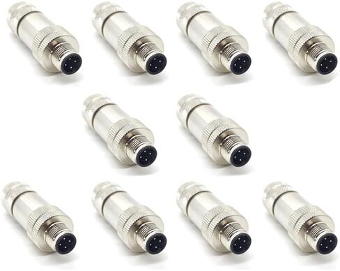 2Pcs M12 4 Pin Male Connector, D Code Straight Type Adapter for PG7/PG9 Cable IP67 Waterproof Shielding Metal Shell Sensor Field Assembly Circular Connector for Electric Bicycles 250V 4A AC/DC（2pcs） in Saudi Arabia