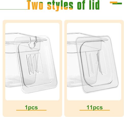 12 Pack Plastic Clear Food Pan with Lids, 1/6 Size 4'' Deep Commercial Stackable Polycarbonate Pans Hotel Food Storage Pan with 1 Pcs Spoon for Fruits Vegetables in Saudi Arabia