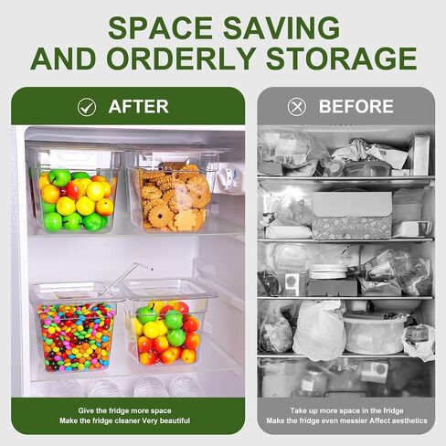 12 Pack Plastic Clear Food Pan with Lids, 1/6 Size 4'' Deep Commercial Stackable Polycarbonate Pans Hotel Food Storage Pan with 1 Pcs Spoon for Fruits Vegetables in Saudi Arabia