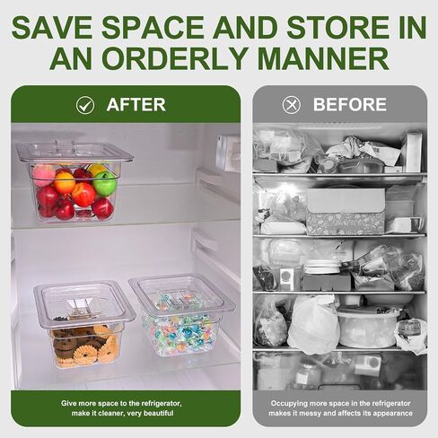 12 Pack Plastic Clear Food Pan with Lids, 1/6 Size 4'' Deep Commercial Stackable Polycarbonate Pans Hotel Food Storage Pan with 1 Pcs Spoon for Fruits Vegetables in Saudi Arabia