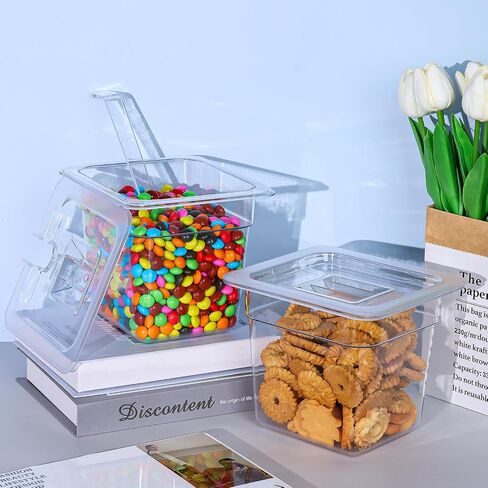12 Pack Plastic Clear Food Pan with Lids, 1/6 Size 4'' Deep Commercial Stackable Polycarbonate Pans Hotel Food Storage Pan with 1 Pcs Spoon for Fruits Vegetables in Saudi Arabia