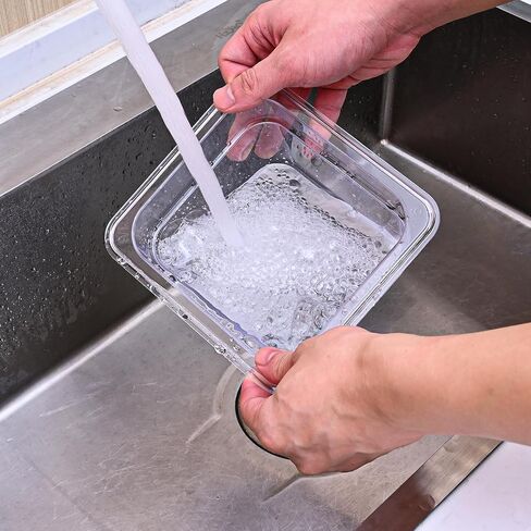 12 Pack Plastic Clear Food Pan with Lids, 1/6 Size 4'' Deep Commercial Stackable Polycarbonate Pans Hotel Food Storage Pan with 1 Pcs Spoon for Fruits Vegetables in Saudi Arabia
