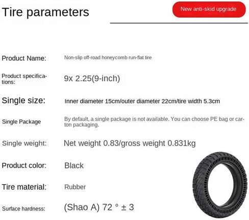 إطار صلب مقاس 9 بوصة، عجلات سكوتر مقاس 9 × 2.25 لجميع سكوتر كهربائي مقاس 9.0 بوصة، لا يتطلب التضخم إطارًا صلبًا مقاوم للانفجار، أجزاء إطارات على شكل قرص العسل بدون أنابيب متوافقة مع M365/M365 Pro in Kuwait