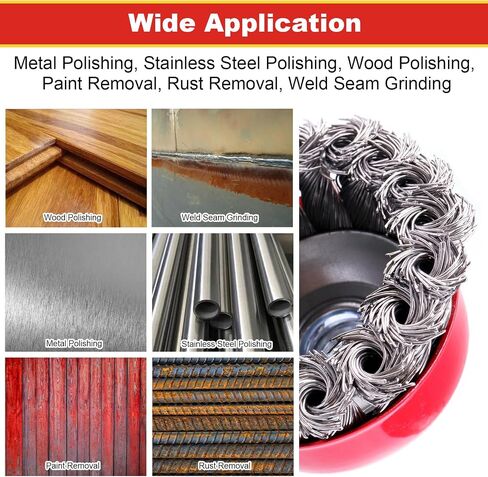 5 Pack 3 Inch Knotted Wire Cup Brush for 4 1/2 Angle Grinder,5/8 Inch-11 Threaded Arbor,0.02 Inch Carbon Steel Wire,Wire Brush for Rust,Corrosion,Paint Removal (5 Pack 3 Inch) in Saudi Arabia