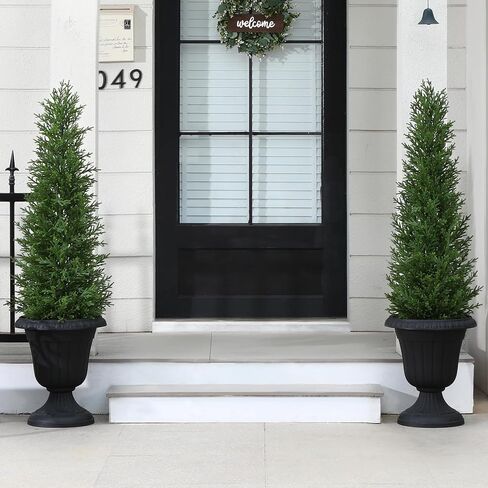Artificial Cedar Topiary Trees for Outdoor, 4FT Fake Cedar Pines Plants Set of 2, UV Protection All-Year Green Tree for Home Decor Indoor, Porch, Garden, Entryway in Saudi Arabia