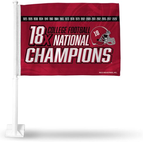 علم سيارة Rico Industries NCAA Alabama Crimson Tide Champ مزدوج الجوانب - 40.64 سم × 48.26 سم - عمود قوي يتم تثبيته على السيارة/الشاحنة/السيارات in Saudi Arabia