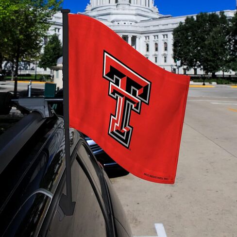 علم سيارة بديل من Rico Industries NCAA Texas Tech Red Raiders مع عمود أسود علم سيارة مزدوج الجوانب - 40.64 سم × 48.26 سم - عمود قوي يتم تثبيته على السيارة/الشاحنة/السيارات in Saudi Arabia