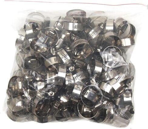 Hoteche 100 قطعة 1/2 بوصة إلى 1-1/4 بوصة OD. مشابك خرطوم من الفولاذ المقاوم للصدأ بعرض شريط 1/2 بوصة 20052040، فضي in Kuwait