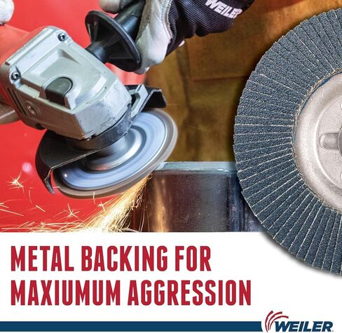 Weiler 50517 Tiger Abrasive Flap Disc, Type 29, Threaded Hole, Aluminum Backing, Zirconia Alumina, 4-1/2" Dia., 36 Grit (Pack of 10) in Saudi Arabia
