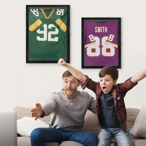 Americanflat Kids Jersey Frame Display Case with Polished Plexiglass - 18x24 Lockable Display Case - Silhouette Collection - Jersey Frame for Soccer, Baseball, Hockey, Football, Basketball - Black in Saudi Arabia