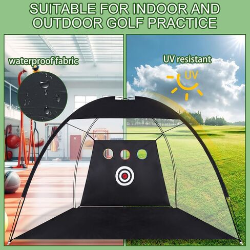 شبكة جولف، شبكات ضرب جولف مقاس 10 × 7 أقدام للقيادة في الفناء الخلفي، شبكة تدريب الجولف المنزلية الكل في 1 لممارسة التقطيع في الفناء الخلفي للمرآب مع هدف/تي شيرت/كرة/خطاف/هداف/حصيرة/حقيبة، هدية لمحبي الجولف للرجال (أسود) in Kuwait