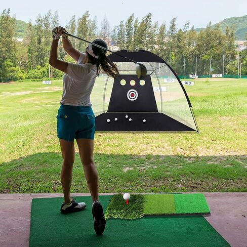 شبكة جولف، شبكات ضرب جولف مقاس 10 × 7 أقدام للقيادة في الفناء الخلفي، شبكة تدريب الجولف المنزلية الكل في 1 لممارسة التقطيع في الفناء الخلفي للمرآب مع هدف/تي شيرت/كرة/خطاف/هداف/حصيرة/حقيبة، هدية لمحبي الجولف للرجال (أسود) in Kuwait