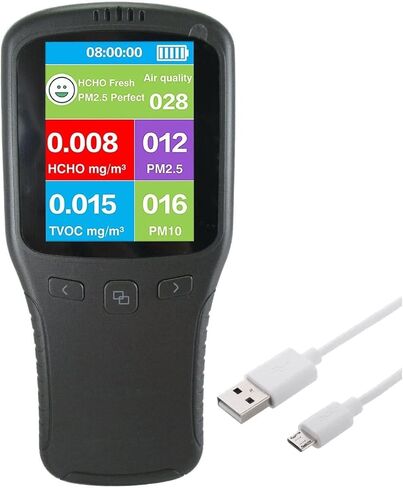 Air Quality Monitor for Indoor Formaldehyde Detector, Handheld Air Pollution Meter Sensor Tester, HCHO TVOC PM2.5 PM10 Particles Fine Dust Detector Real Time for Car Hotel Office in Saudi Arabia