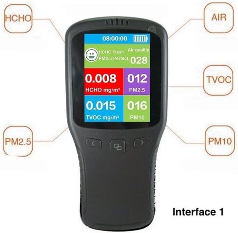 Air Quality Monitor for Indoor Formaldehyde Detector, Handheld Air Pollution Meter Sensor Tester, HCHO TVOC PM2.5 PM10 Particles Fine Dust Detector Real Time for Car Hotel Office in Saudi Arabia