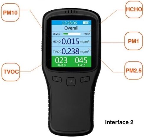 Air Quality Monitor for Indoor Formaldehyde Detector, Handheld Air Pollution Meter Sensor Tester, HCHO TVOC PM2.5 PM10 Particles Fine Dust Detector Real Time for Car Hotel Office in Saudi Arabia