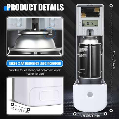 2 Pcs commercial Automatic Air Freshener Spray Dispenser with Screen for businesses LCD Wall Mount/Standing Capacity with Univercial product(White) in Saudi Arabia