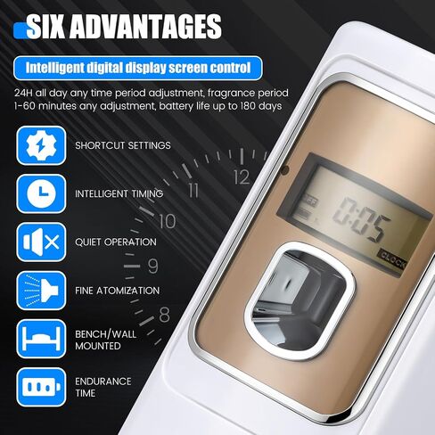2 Pcs commercial Automatic Air Freshener Spray Dispenser with Screen for businesses LCD Wall Mount/Standing Capacity with Univercial product(White) in Saudi Arabia