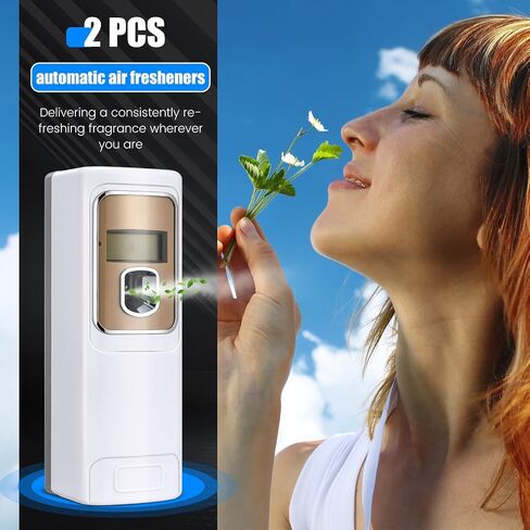 2 Pcs commercial Automatic Air Freshener Spray Dispenser with Screen for businesses LCD Wall Mount/Standing Capacity with Univercial product(White) in Saudi Arabia