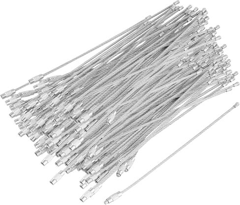 200 قطعة كابل سلسلة مفاتيح سلكية 6 بوصات، حلقة مفاتيح من الفولاذ المقاوم للصدأ 201، سلسلة مفاتيح مضفرة من الفولاذ DIY، علامة الأمتعة in Kuwait