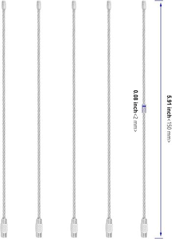 200 قطعة كابل سلسلة مفاتيح سلكية 6 بوصات، حلقة مفاتيح من الفولاذ المقاوم للصدأ 201، سلسلة مفاتيح مضفرة من الفولاذ DIY، علامة الأمتعة in Kuwait