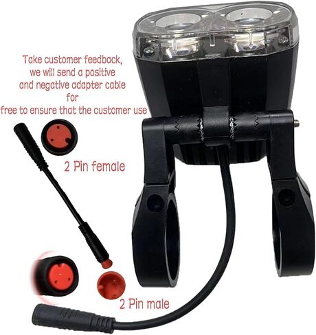 Electric Bike Headlight for Night Riding LED Front Light Suitable for 24V 36V 48V 60V Battery Controller Waterproof Headlight for E-Bikes with 2 Pins Male/Female Plug in Saudi Arabia