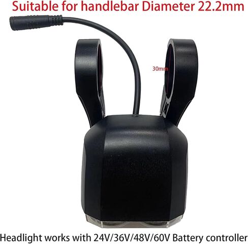 Electric Bike Headlight for Night Riding LED Front Light Suitable for 24V 36V 48V 60V Battery Controller Waterproof Headlight for E-Bikes with 2 Pins Male/Female Plug in Saudi Arabia