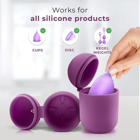EcoBlossom Reusable Menstrual Cup and Case - The Most Reliable Medical Grade Silicone Period Cups - Comfortably use for 12 Hours (Small/Large (Pack of 2), Gray Cup & Case) in Saudi Arabia