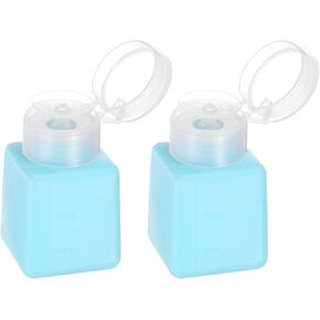 HARFINGTON 2pcs Solvent Alcohol Dispenser 150ml(5.1oz) Press Type ESD Safe Anti-Splash Liquid Dispenser Pump with Sealing plastic Lid for Alcohol, Nail Polish & Makeup Remover, Pink