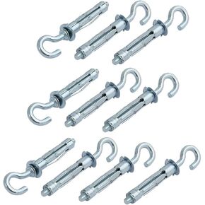 uxcell 10Pcs M6 Thread 52mm Length Zinc Plated Hollow Wall Anchor Eye Screw Hook Assortment