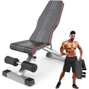 Yoleo Weight Bench, 660LBS Adjustable/Foldable Strength Training Bench, Utility Incline/Decline Bench for Full Body Workout with Fast Folding
