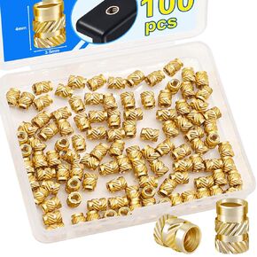 100PCS M2.5 Threaded Inserts for Plastic, M2.5x3.5x4mm Brass Metric Knurled Nuts, M2.5 Heat Set Insert for 3D Printing Components H-078-100PCS