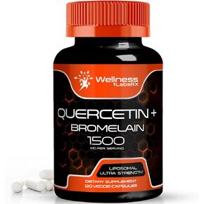 Quercetin with Bromelain Supplement - 1500mg - Immune Support and Heart Health Supplement Capsules For Men and Women, Quercetin Supplements Helps Support Joint & Healthy Respiratory System - 120 Count