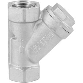 1/2" Female Thread Y Shaped Strainer Filter, Stainless Steel Y Type Strainer Pump Filter Valve Pipe Fittings Adaptor Connector for Water Oil Separation