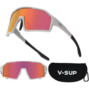 Outdoor Lightweight Sport Sunglasses TR90 with Shield Lens - UV400 Protection for Biking, Baseball, Running, Cycling, Mountain Bicycle for Men & Women