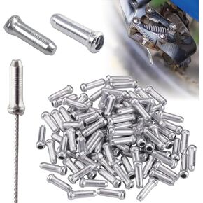 VANSIHO 100pcs Bike Cable end crimps Kits-Silver alumium Alloy Bicycle Cable end caps for rouad Moutain Bicycle/Road Bikes/Folding Bikes/Kid Bikes