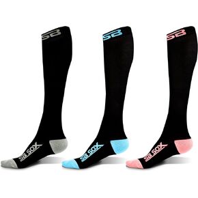 3 Pairs Size Medium Compression Socks (Black/Gray + Black/Blue + Black/Pink)