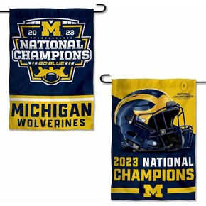 WinCraft Michigan Team University Wolverines College Football 2023 National Champions Double Sided Garden Flag