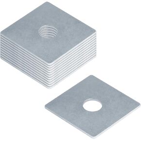 12 قطعة من غسالات الألواح المربعة 3/4 بوصة (ID) × 3 بوصة × 3 بوصة تقبل مسمار 3/4 بوصة، سمك فولاذي مجلفن كهربائيًا 2.6 مم تحمل غسالة مربعة مسطحة in Kuwait