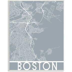 Stupell Industries Boston City Street Outline Urban Massachusetts Transportation Grid, Design by Daphne Polselli Canvas Wall Art, 30 x 40, Grey