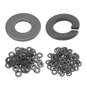 160Pcs 1/4-Inch Flat Washer & Spring Lock Washers Carbon Steel Galvanized Black