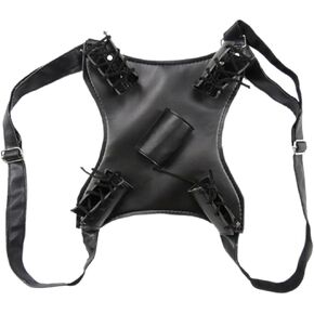 Ninja Back Leather Bag Dual Swords Back Carry Case Strap Shoulder Harness Halloween Cosplay Prop